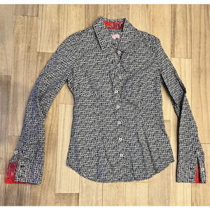 Lilly Pulitzer Navy White Button Up Collared Long Sleeve Shirt 0 It’s A Lilly